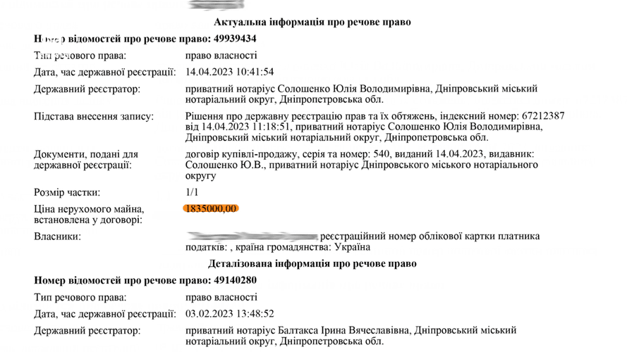 Уже в апреле 2023-го Джокер продал жилье более чем за 1 млн 800 тысяч гривен